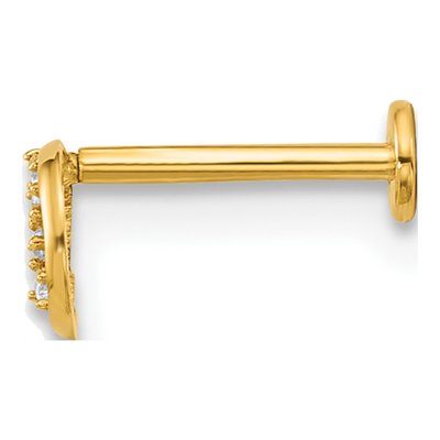 14K Yellow Gold CZ Open Circle Labret Stud – view 3