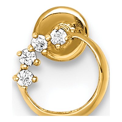 14K Yellow Gold CZ Open Circle Labret Stud – view 4