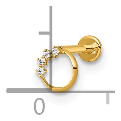 14K Yellow Gold CZ Open Circle Labret Stud – view 5
