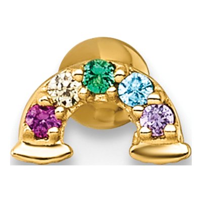 14K Gold Rainbow CZ & Simulated Ruby Labret Stud – view 4