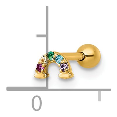 14K Gold Rainbow CZ & Simulated Ruby Labret Stud – view 5