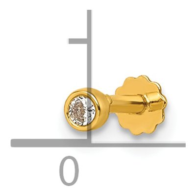 14K Gold CZ Bezel Labret Stud – view 5