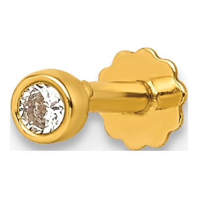 14K Gold CZ Bezel Labret Stud