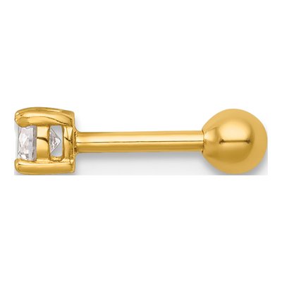 14K Yellow Gold CZ Labret Stud – view 3