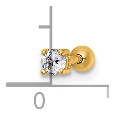 14K Yellow Gold CZ Labret Stud – view 5