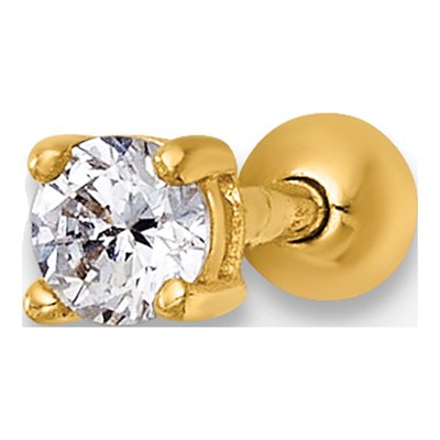 14K Yellow Gold CZ Labret Stud