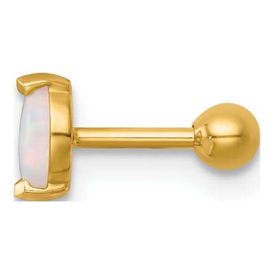 14K Gold Navette Lab Opal Labret Stud – view 3