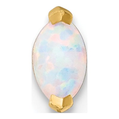 14K Gold Navette Lab Opal Labret Stud – view 4