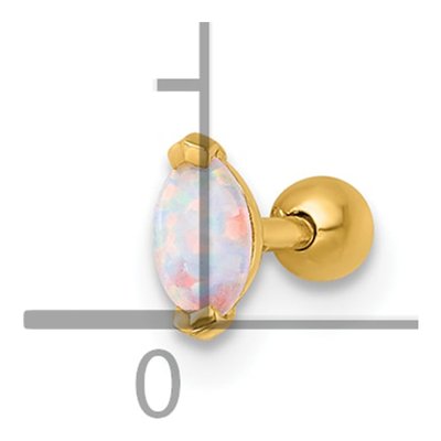 14K Gold Navette Lab Opal Labret Stud – view 5