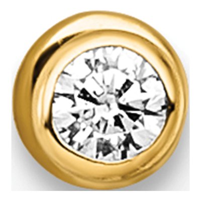 14K Yellow Gold CZ Labret Stud, 18 Gauge – view 4