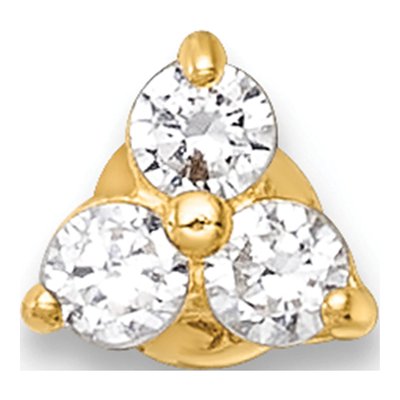 14K Yellow Gold Triple CZ Labret Stud – view 4