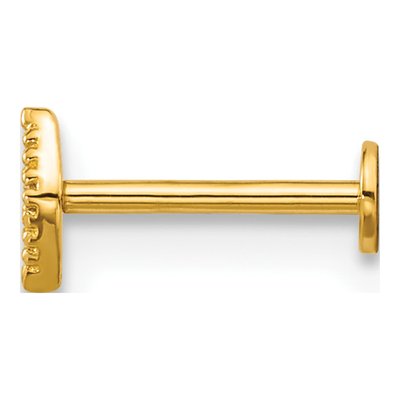 14K Gold CZ Navette Labret Stud – view 3