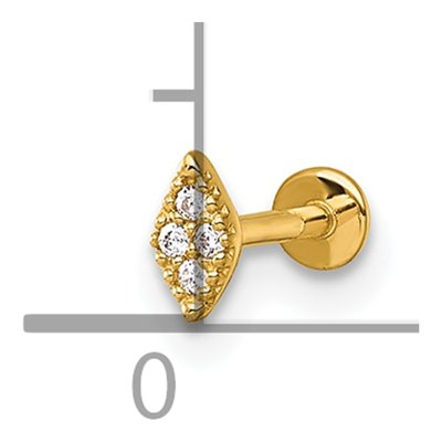 14K Gold CZ Navette Labret Stud – view 5