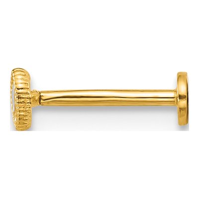 14K Yellow Gold CZ Marquise Labret Stud – view 3