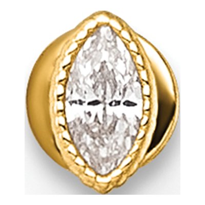 14K Yellow Gold CZ Marquise Labret Stud – view 4