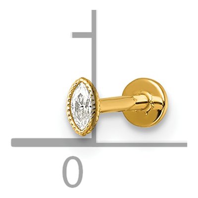 14K Yellow Gold CZ Marquise Labret Stud – view 5