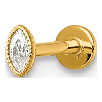 14K Yellow Gold CZ Marquise Labret Stud