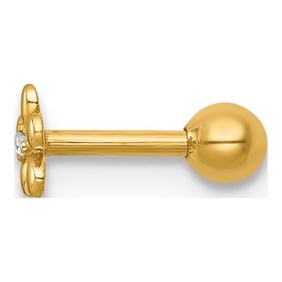 14K Yellow Gold CZ Flower Labret Stud – view 3