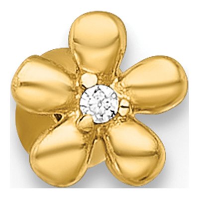 14K Yellow Gold CZ Flower Labret Stud – view 4