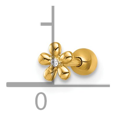14K Yellow Gold CZ Flower Labret Stud – view 5