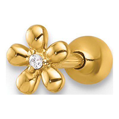 14K Yellow Gold CZ Flower Labret Stud