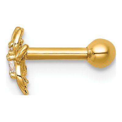 14K Yellow Gold CZ Spider Labret Stud – view 3