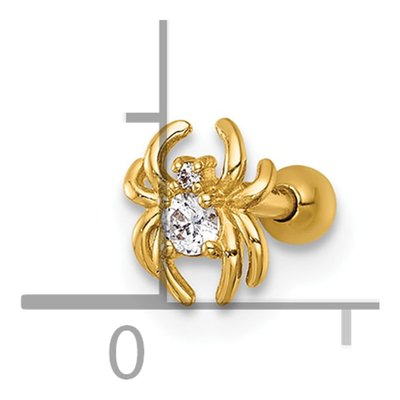 14K Yellow Gold CZ Spider Labret Stud – view 5