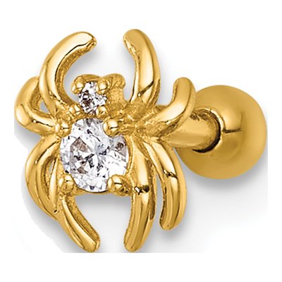 14K Yellow Gold CZ Spider Labret Stud