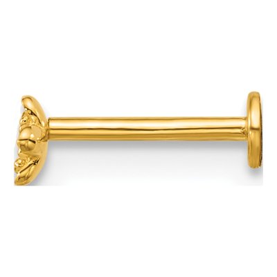 14K Yellow Gold CZ Flower Labret Stud – view 3
