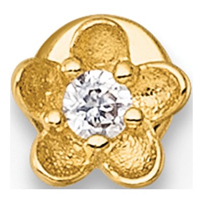 14K Yellow Gold CZ Flower Labret Stud – view 4