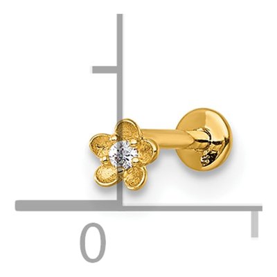 14K Yellow Gold CZ Flower Labret Stud – view 5