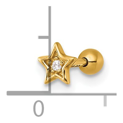 14K Yellow Gold CZ Star Labret Stud – view 5