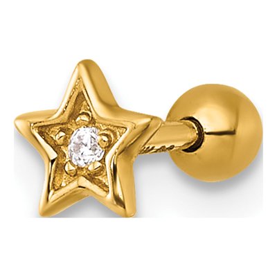 14K Yellow Gold CZ Star Labret Stud