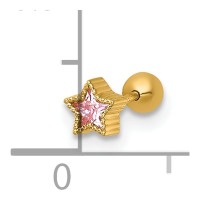 14K Gold Pink CZ Star Labret Stud – view 5