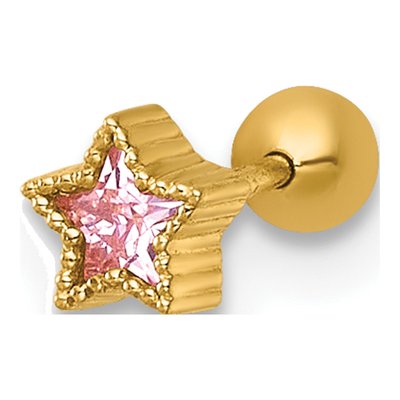 14K Gold Pink CZ Star Labret Stud