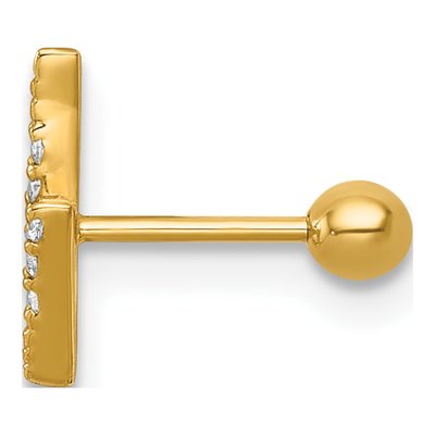 14K Yellow Gold CZ Lightning Bolt Labret Stud – view 3