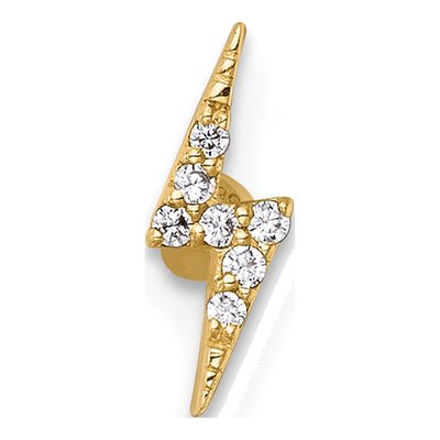 14K Yellow Gold CZ Lightning Bolt Labret Stud – view 4