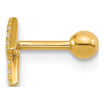 14K Gold CZ Lightning Bolt Labret Stud – view 3