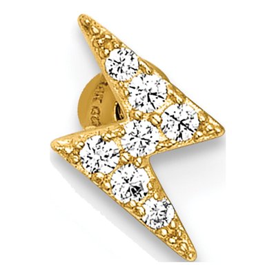 14K Gold CZ Lightning Bolt Labret Stud – view 4