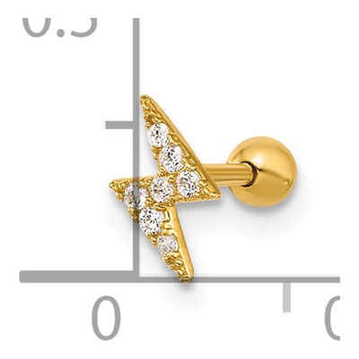 14K Gold CZ Lightning Bolt Labret Stud – view 5