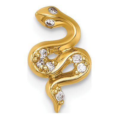 14K Yellow Gold CZ Snake Labret Stud, 16 Gauge – view 4