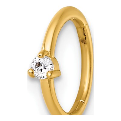 14K Gold CZ Hinged Cartilage Hoop