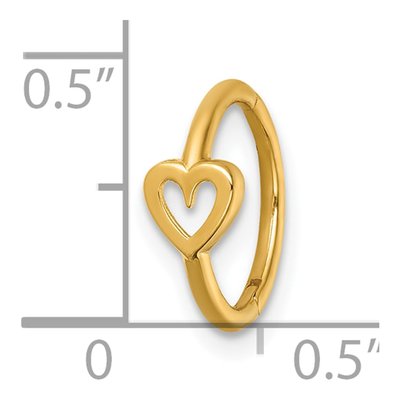 14K Yellow Gold Open Heart Cartilage Hoop Ring – view 5