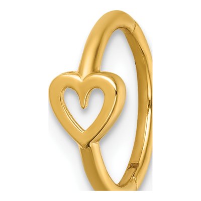 14K Yellow Gold Open Heart Cartilage Hoop Ring