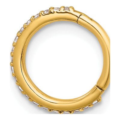 14K Yellow Gold CZ Hinged Cartilage Hoop Ring – view 3