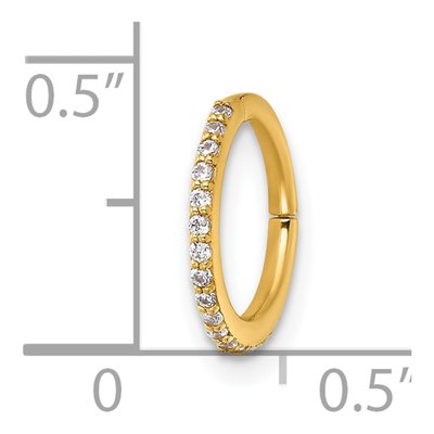 14K Yellow Gold CZ Hinged Cartilage Hoop Ring – view 5