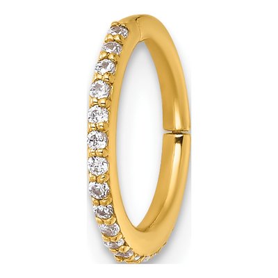 14K Yellow Gold CZ Hinged Cartilage Hoop Ring