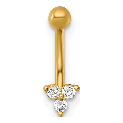 14K Gold Triple CZ Eyebrow Ring – view 4