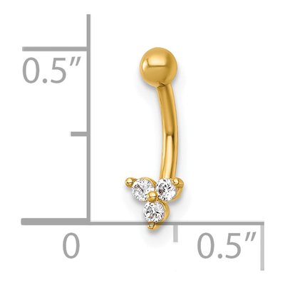 14K Gold Triple CZ Eyebrow Ring – view 5