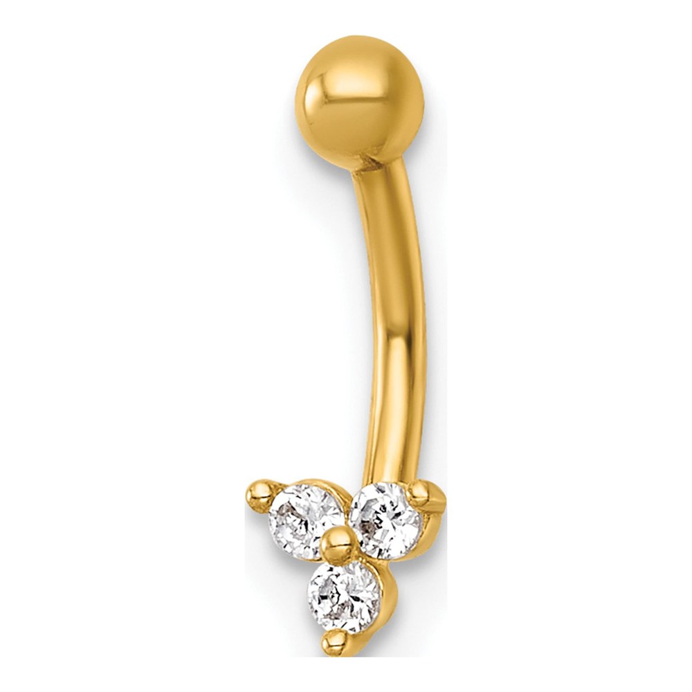 14K 16 Gauge Polished Triple Cz Eyebrow Jewelry